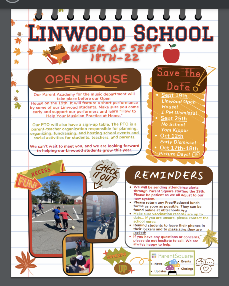 Linwood School Newsletter Week of 9-18-23