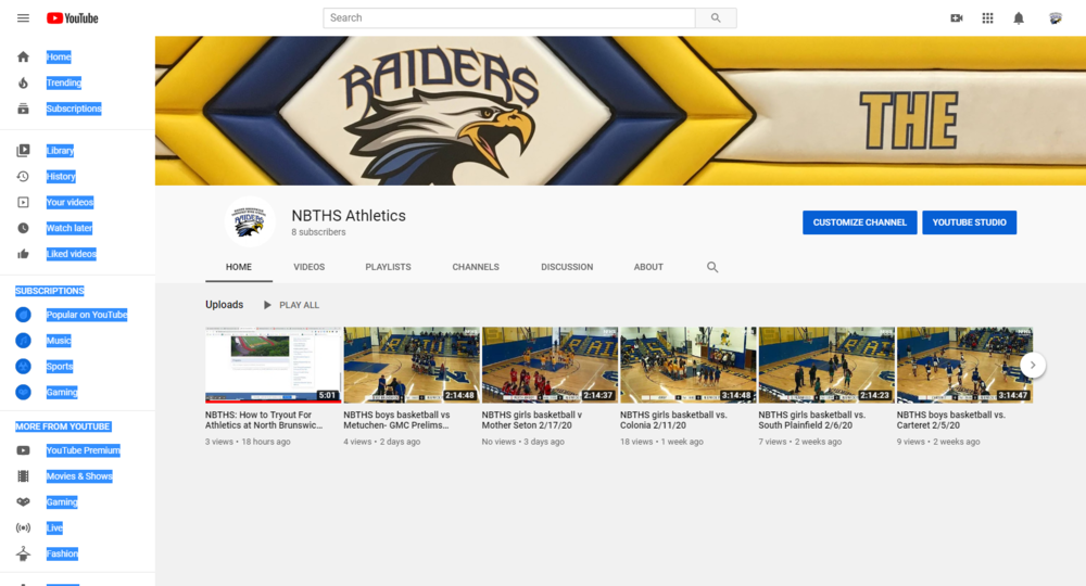 NBTHS Athletics Launches a YouTube Channel 