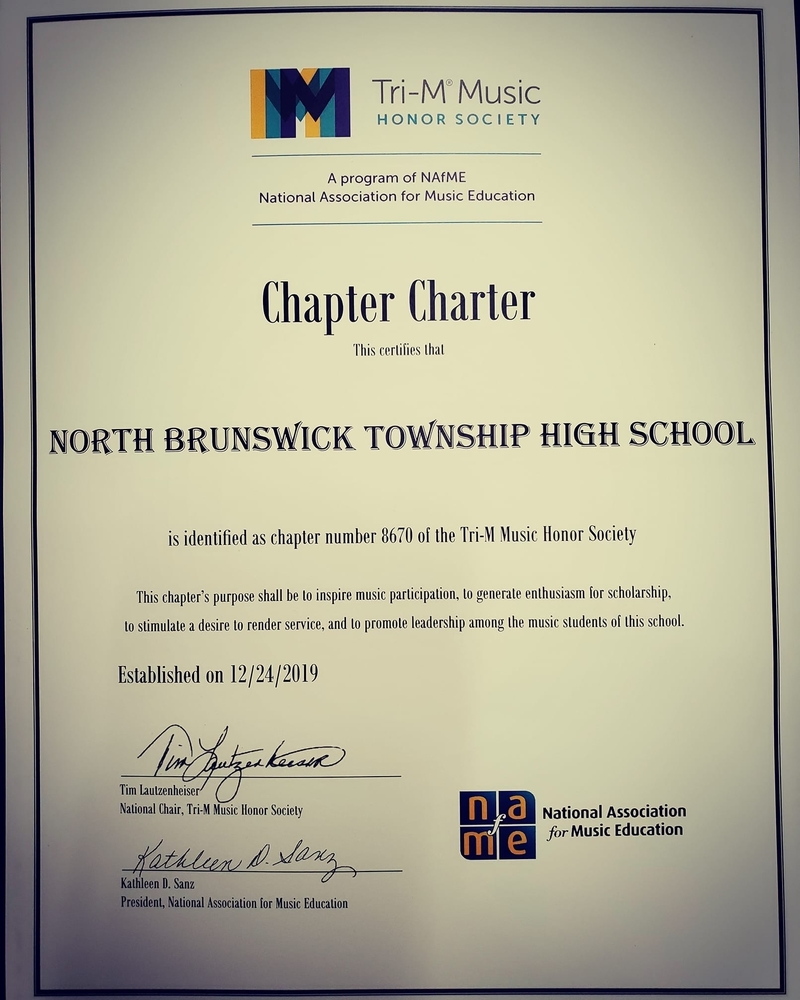 NBTHS becomes a charter member of the NAfME Tri-M Music Honor Society