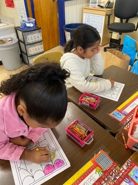 students working in class