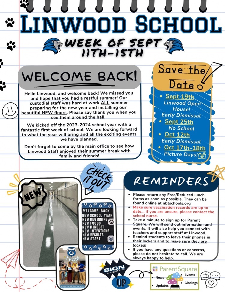 Linwood School Newsletter week of 9/11/23